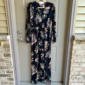 Rokoko by Dazz Medium Black Floral Maxi Dress Long Sleeve